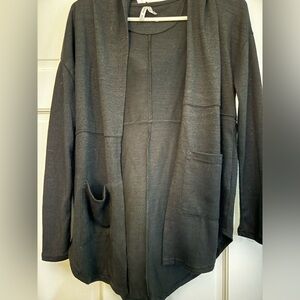 Black Long Sleeve hooded cardigan/shawl/lightweight jacket. Xsmall